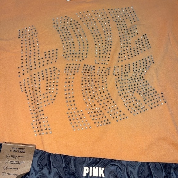 Pink Victoria’s Secret biker shorts and bling t-shirt - Picture 6 of 6